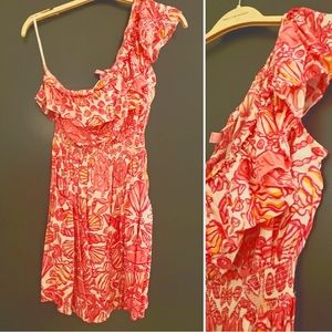 Lilly Pulitzer Pink Shells One Shoulder Dress - Large
